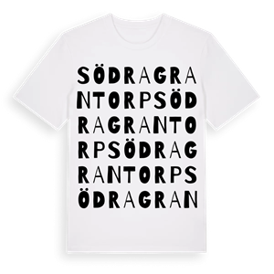 Södra Grantorp ordlek t-shirt – ekologisk bomull t-shirt från Pinshirt