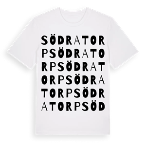 Södra Torp ordlek t-shirt – ekologisk bomull t-shirt från Pinshirt