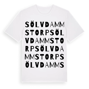Sölvdammstorp ordlek t-shirt – ekologisk bomull t-shirt från Pinshirt