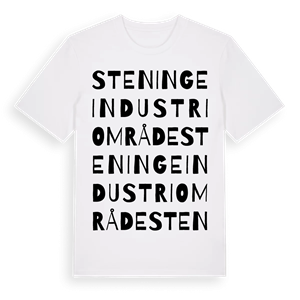 Steninge industriområde ordlek t-shirt – ekologisk bomull t-shirt från Pinshirt