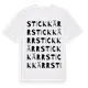 White t-shirt med Stickkärr ordlek t-shirt