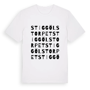Stiggölstorpet ordlek t-shirt – ekologisk bomull t-shirt från Pinshirt