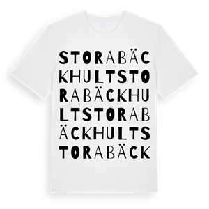 Stora Bäckhult ordlek t-shirt – ekologisk bomull t-shirt från Pinshirt