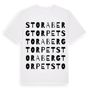 Stora Bergtorpet ordlek t-shirt – ekologisk bomull t-shirt från Pinshirt