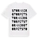 White t-shirt med Stora Bergtorpet ordlek t-shirt