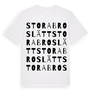 Stora Broslätt ordlek t-shirt – ekologisk bomull t-shirt från Pinshirt