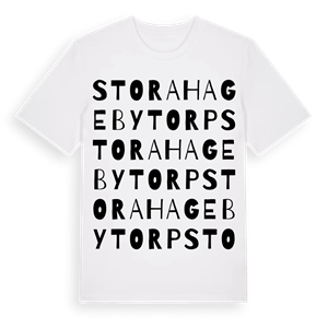 Stora Hagebytorp ordlek t-shirt – ekologisk bomull t-shirt från Pinshirt