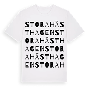 Stora Hästhagen ordlek t-shirt – ekologisk bomull t-shirt från Pinshirt