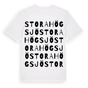 Stora Högsjö ordlek t-shirt – ekologisk bomull t-shirt från Pinshirt