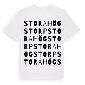 Stora Högstorp ordlek t-shirt – ekologisk bomull t-shirt från Pinshirt