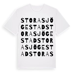Stora Sjögestad ordlek t-shirt – ekologisk bomull t-shirt från Pinshirt