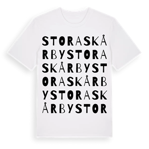 Stora Skårby ordlek t-shirt – ekologisk bomull t-shirt från Pinshirt