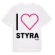White t-shirt med Jag älskar Styra t-shirt stort tryck