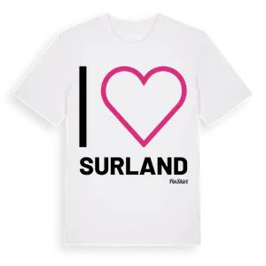 Jag älskar Surland t-shirt stort tryck – ekologisk bomull t-shirt från Pinshirt