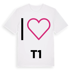 Jag älskar T1 t-shirt stort tryck – ekologisk bomull t-shirt från Pinshirt