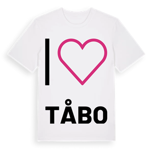 Jag älskar Tåbo t-shirt stort tryck – ekologisk bomull t-shirt från Pinshirt
