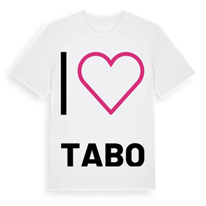Jag älskar Tabo t-shirt stort tryck – ekologisk bomull t-shirt från PinShirt