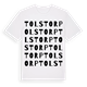 White t-shirt med Tolstorp ordlek t-shirt