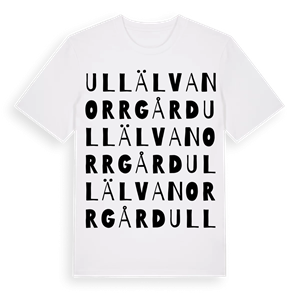 Ullälva Norrgård ordlek t-shirt – ekologisk bomull t-shirt från Pinshirt