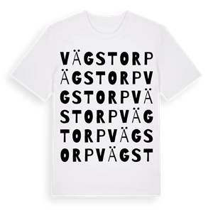 Vägstorp ordlek t-shirt – ekologisk bomull t-shirt från Pinshirt
