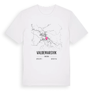 Valdemarsvik karta t-shirt – ekologisk bomull t-shirt från Pinshirt