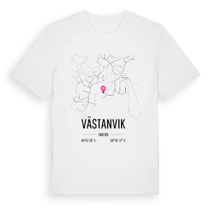 Västanvik karta t-shirt – ekologisk bomull t-shirt från Pinshirt