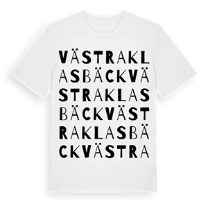 Västra Klasbäck ordlek t-shirt – ekologisk bomull t-shirt från Pinshirt