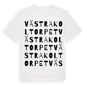 Västra Koltorpet ordlek t-shirt – ekologisk bomull t-shirt från Pinshirt