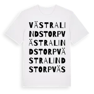 Västra Lindstorp ordlek t-shirt – ekologisk bomull t-shirt från Pinshirt