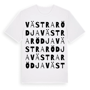 Västra Rödja ordlek t-shirt – ekologisk bomull t-shirt från PinShirt