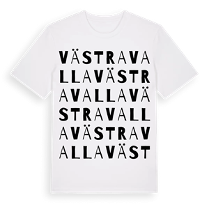 Västra Valla ordlek t-shirt – ekologisk bomull t-shirt från Pinshirt