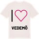 Vintage White t-shirt med Jag älskar Vedemö t-shirt stort tryck