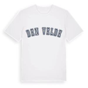 Den Velde college t-shirt – ekologisk bomull t-shirt från Pinshirt