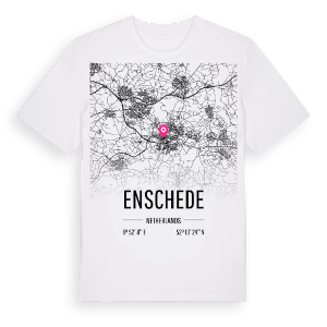 Enschede karta t-shirt – ekologisk bomull t-shirt från Pinshirt