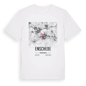 Enschede karta t-shirt – ekologisk bomull t-shirt från Pinshirt