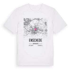 Enschede karta t-shirt – ekologisk bomull t-shirt från Pinshirt