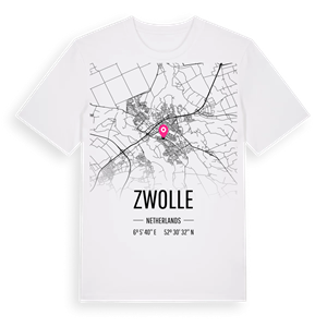 Zwolle karta t-shirt – ekologisk bomull t-shirt från Pinshirt