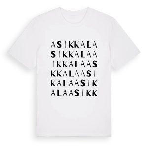 Asikkala ordlek t-shirt – ekologisk bomull t-shirt från Pinshirt