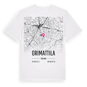 Orimattila karta t-shirt – ekologisk bomull t-shirt från Pinshirt