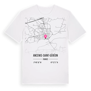 Ancenis-Saint-Géréon karta t-shirt – ekologisk bomull t-shirt från Pinshirt