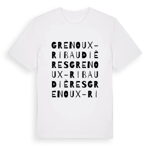 Grenoux-Ribaudières ordlek t-shirt – ekologisk bomull t-shirt från Pinshirt
