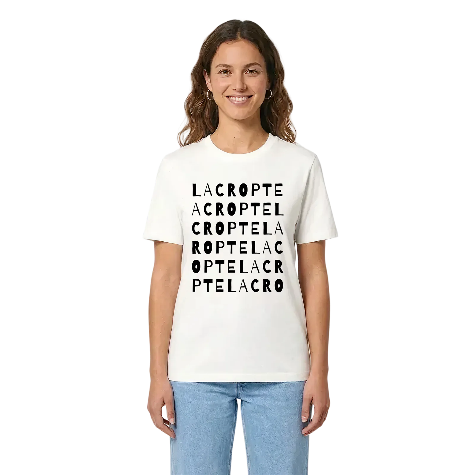 La Cropte ordlek t-shirt – White, i miljö