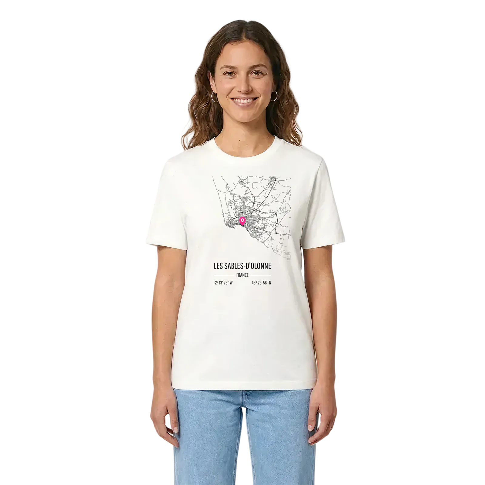 Les Sables-d'Olonne karta t-shirt – White, i miljö