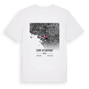 Loire-Atlantique karta t-shirt – ekologisk bomull t-shirt från Pinshirt