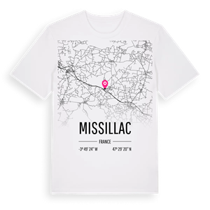 Missillac karta t-shirt – ekologisk bomull t-shirt från Pinshirt