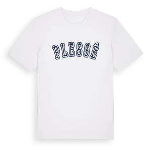 Plessé college t-shirt – ekologisk bomull t-shirt från Pinshirt