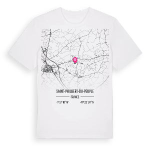 Saint-Philbert-du-Peuple karta t-shirt – ekologisk bomull t-shirt från Pinshirt