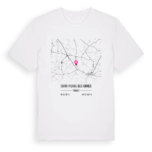 Saint-Pierre-des-Ormes karta t-shirt – ekologisk bomull t-shirt från Pinshirt