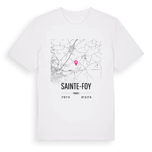Sainte-Foy karta t-shirt – ekologisk bomull t-shirt från Pinshirt