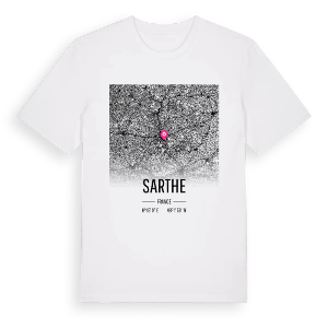 Sarthe karta t-shirt – ekologisk bomull t-shirt från Pinshirt